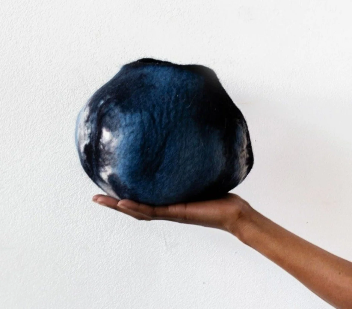 Indigo Ukhamba Felted Wool Bowl