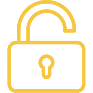 Yellow open padlock icon