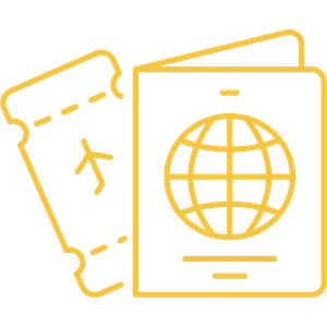 Travel tickets and passports with a globe symbol on the passport