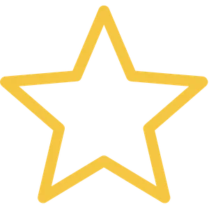 Yellow hollow star with a black background