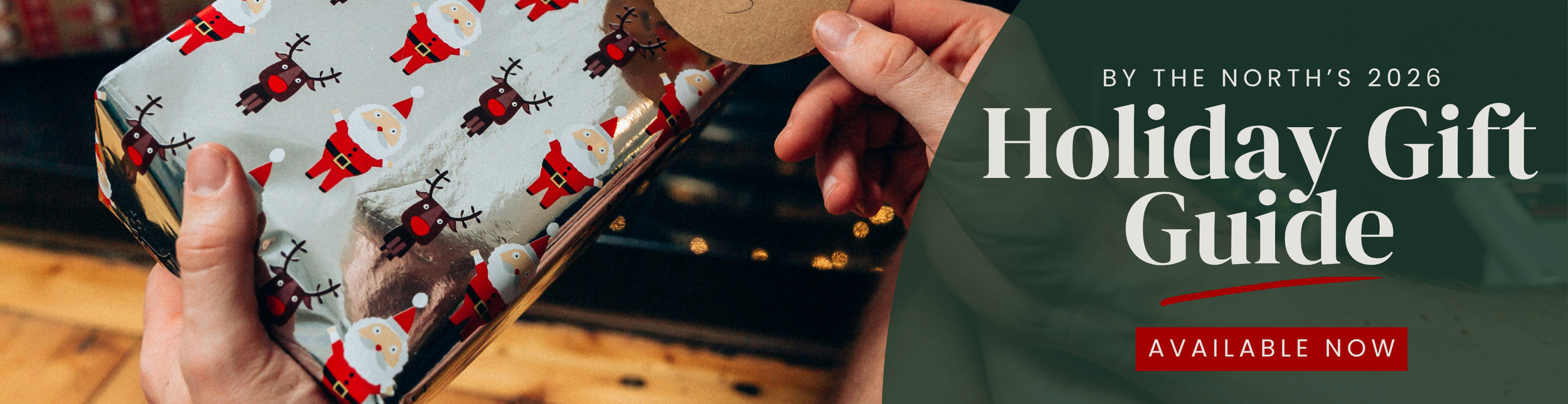 man holding Christmas gift and promotion of holiday gift guide 2026