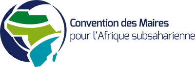 A logo featuring a stylized globe with green, blue, and black sections and text in French. Covenant of Mayors in Sub-Saharan Africa