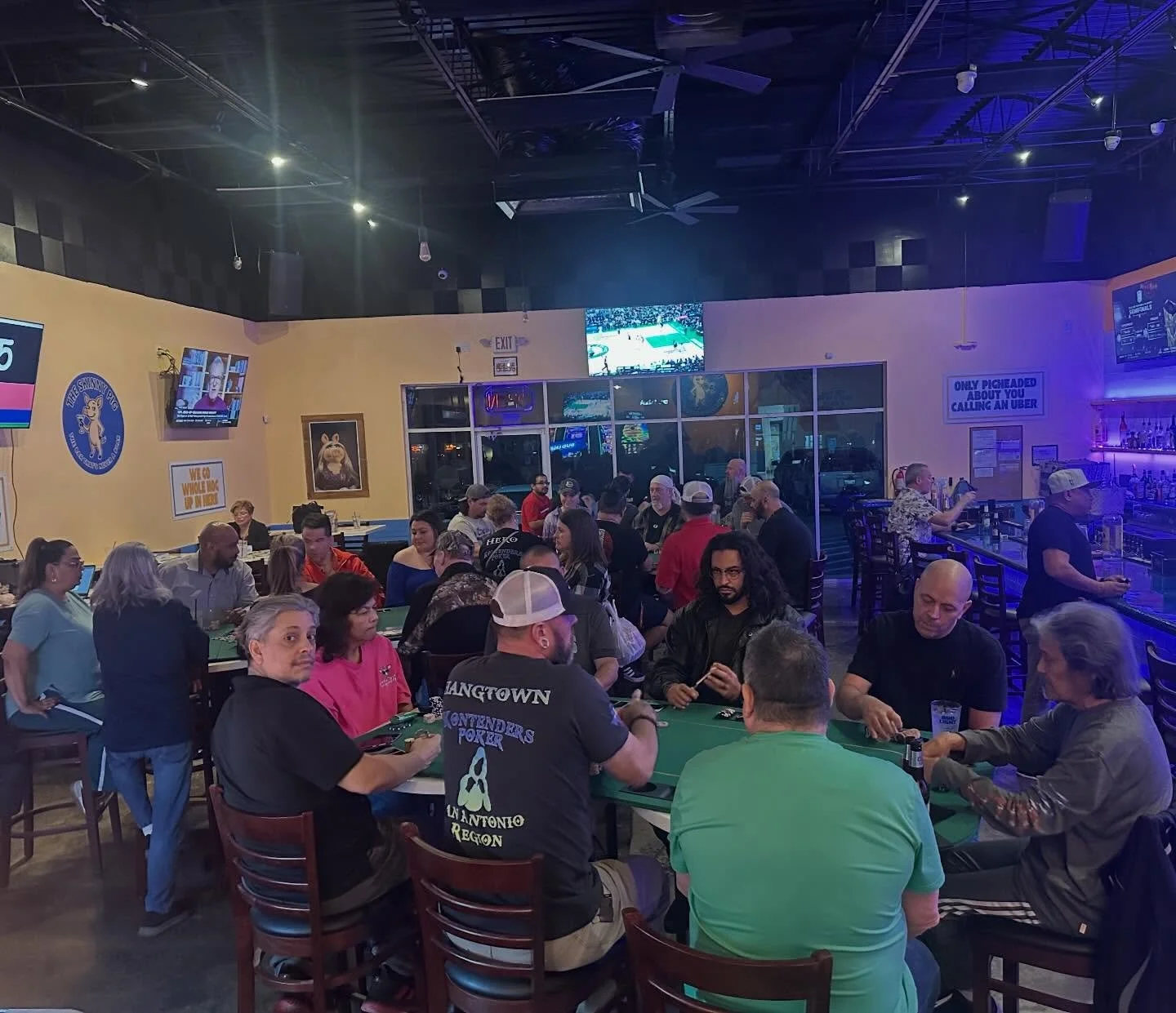 Thank you everyone who came out for our first official poker night!  It was awesome! &amp; thank you @kontenderspokersa 
See y&rsquo;all next week! 
Every Wednesday @ 7pm 
FREE TO PLAY! 
Cash prizes for top 3 
#TheSkinnyPig #PokerNight