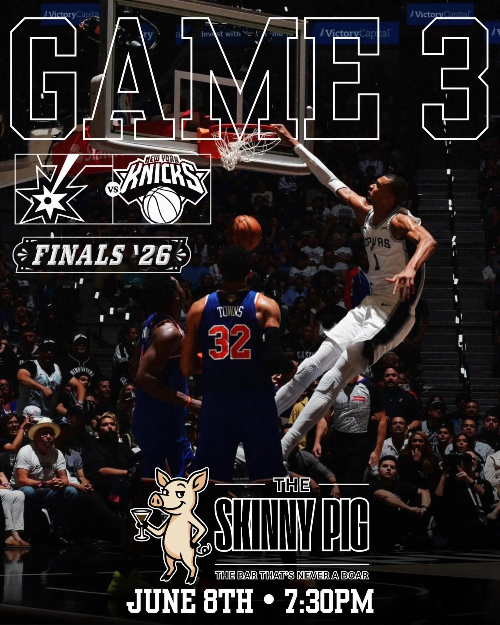 🏀🐷 FINALS ACTION TONIGHT AT THE SKINNY PIG! 🐷🏀

Game 3 is here, and there&rsquo;s no better place to catch all the Finals action than your favorite neighborhood bar.

Cold drinks, great company, wall-to-wall game coverage, and all the playoff ene