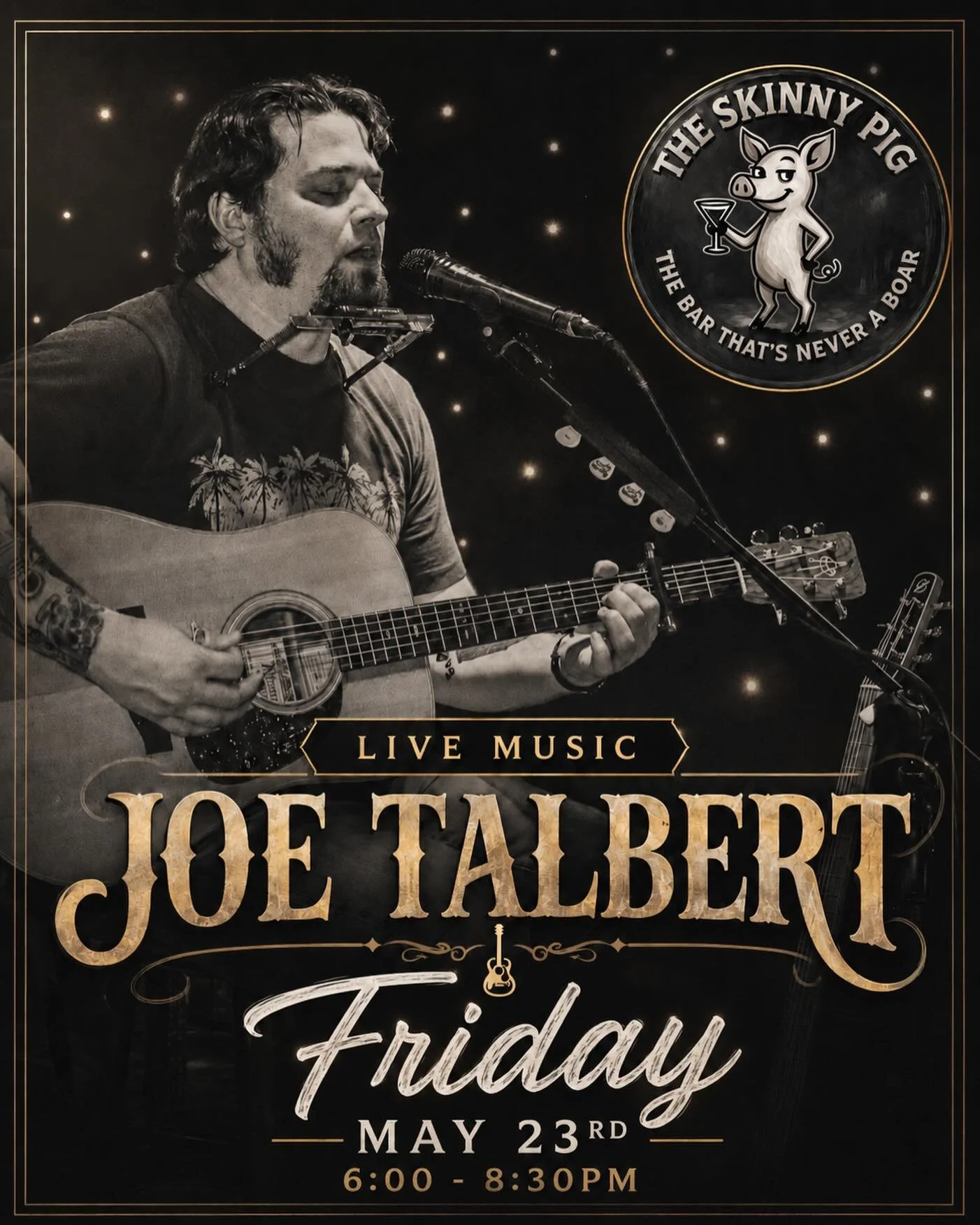 🎶 Live Music Tomorrow at The Skinny Pig! 🎶

Join us Friday evening as Joe Talbert takes the stage from 6PM&ndash;8:30PM! 🎸🍻

Kick off your weekend with great live music, cold drinks, and your favorite neighborhood bar. Grab your friends, claim a 
