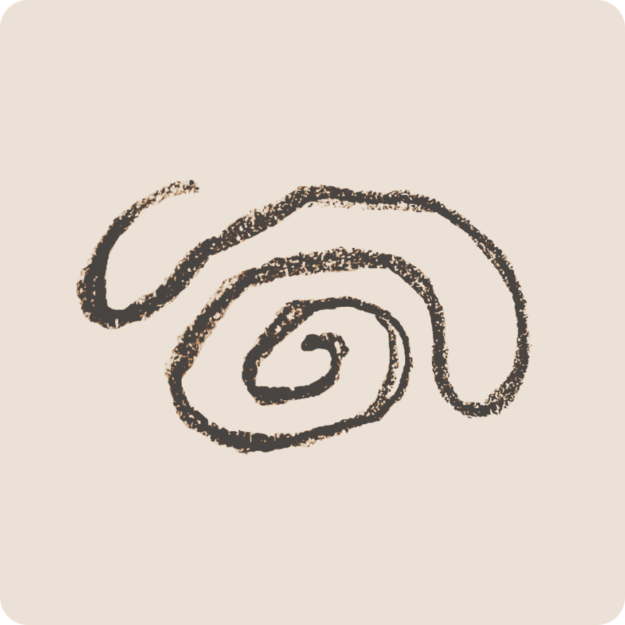 Simple hand-drawn spiral shape on a light background.