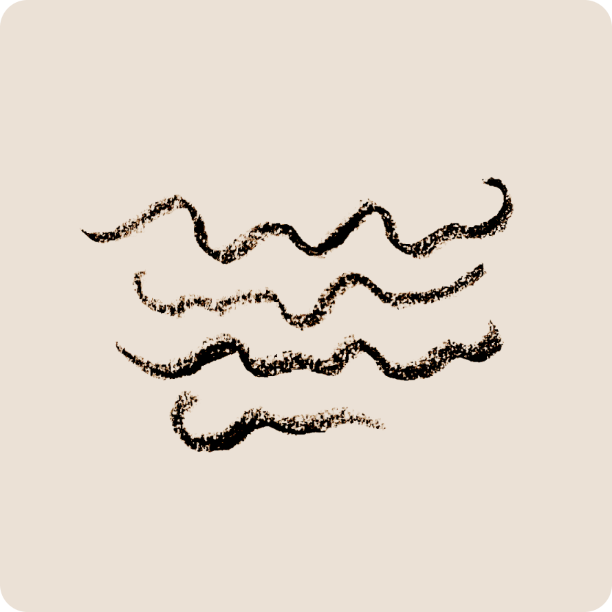 Four wavy, textured black lines on a light beige background.