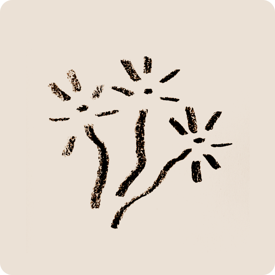 Geometric drawing of an outline square with sections divided by vertical, horizontal, and half circle lines.