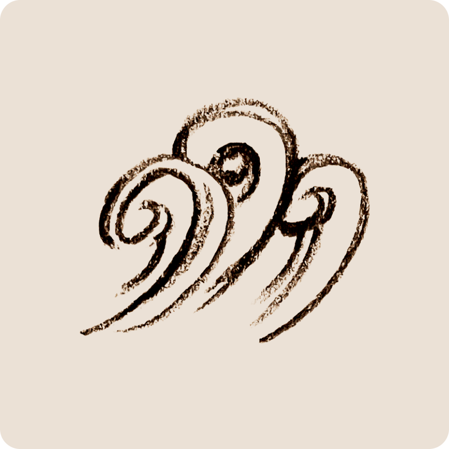 Geometric drawing of an outline square with sections divided by vertical, horizontal, and diagonal lines.