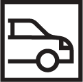 Icon of a delivery van or truck in black and white.