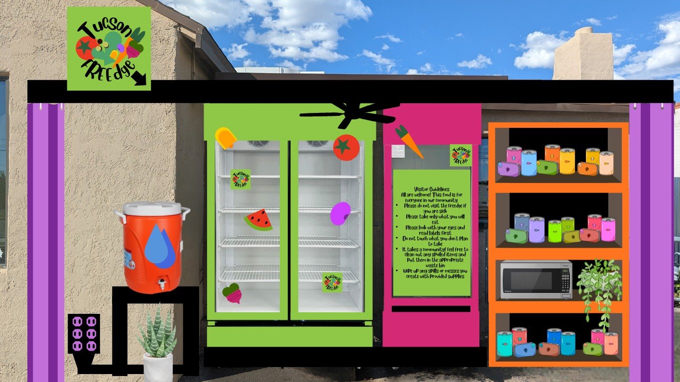 Greetings Tucson friends, we are Tucson FREEdge - a free local community fridge project being constructed in central Tucson 🌵 Take a look at our big plans!

There's WAYY too much good food being wasted locally for there to also be people in our comm