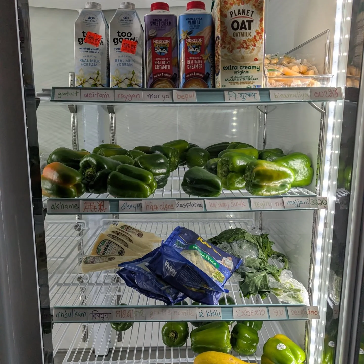 A lovely evening at the FREEdge! Though who was that lady dancing around earlier? My goodness...

FREEzer: bacon, bread &amp; burritos

FREEdge: oat milk, creamer, parmesan &amp; asiago cheese, string cheese, fresh pasta, a few lemons &amp; grapefrui