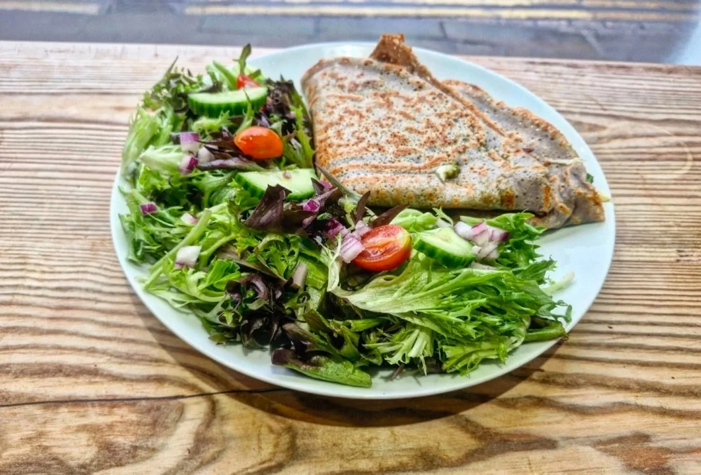 Pesto, Mozzarella, Plum Tomatoes &amp; Spinach Savoury Crepe (gf)