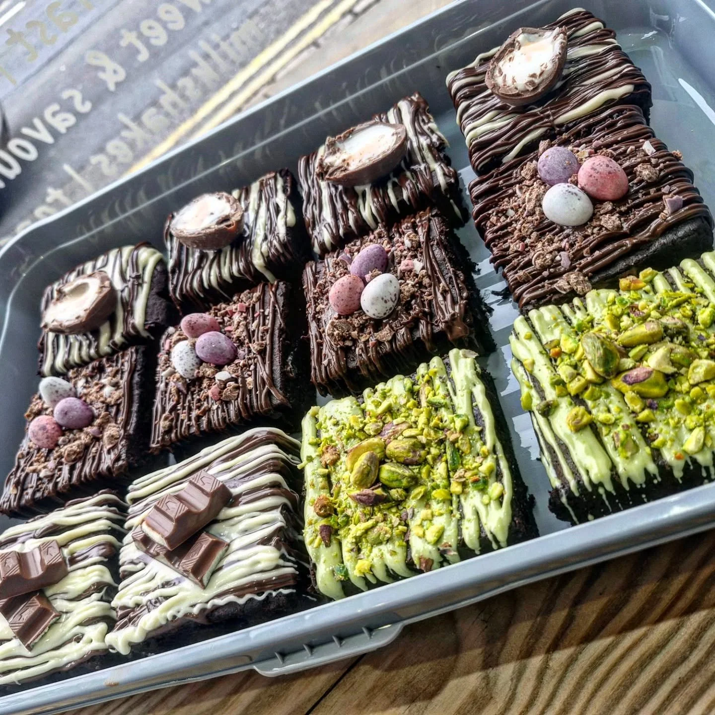 Today's bakes by Annabel @bakesbybel.ej 
Look at those Pistachio Brownies 😍😍😍😍