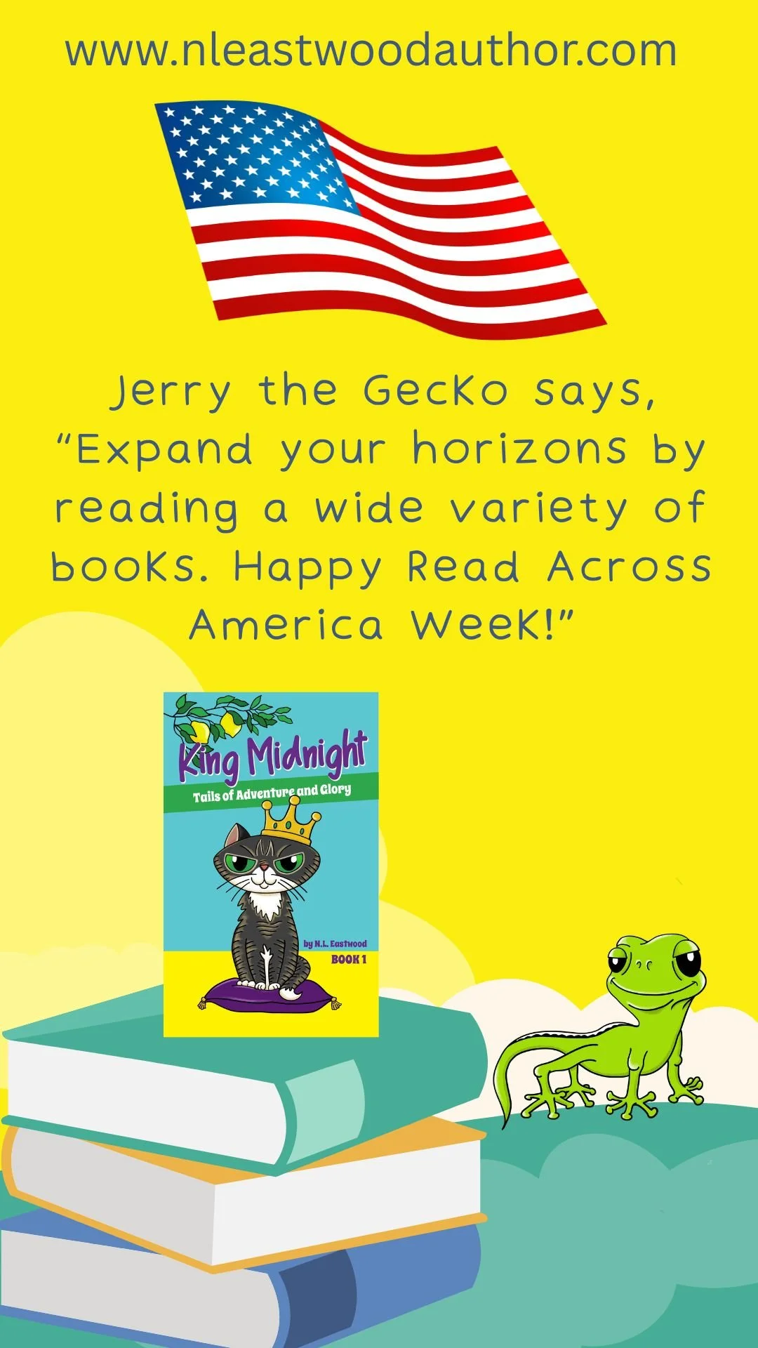 Jerry the Gecko encourages you to enjoy a variety of books