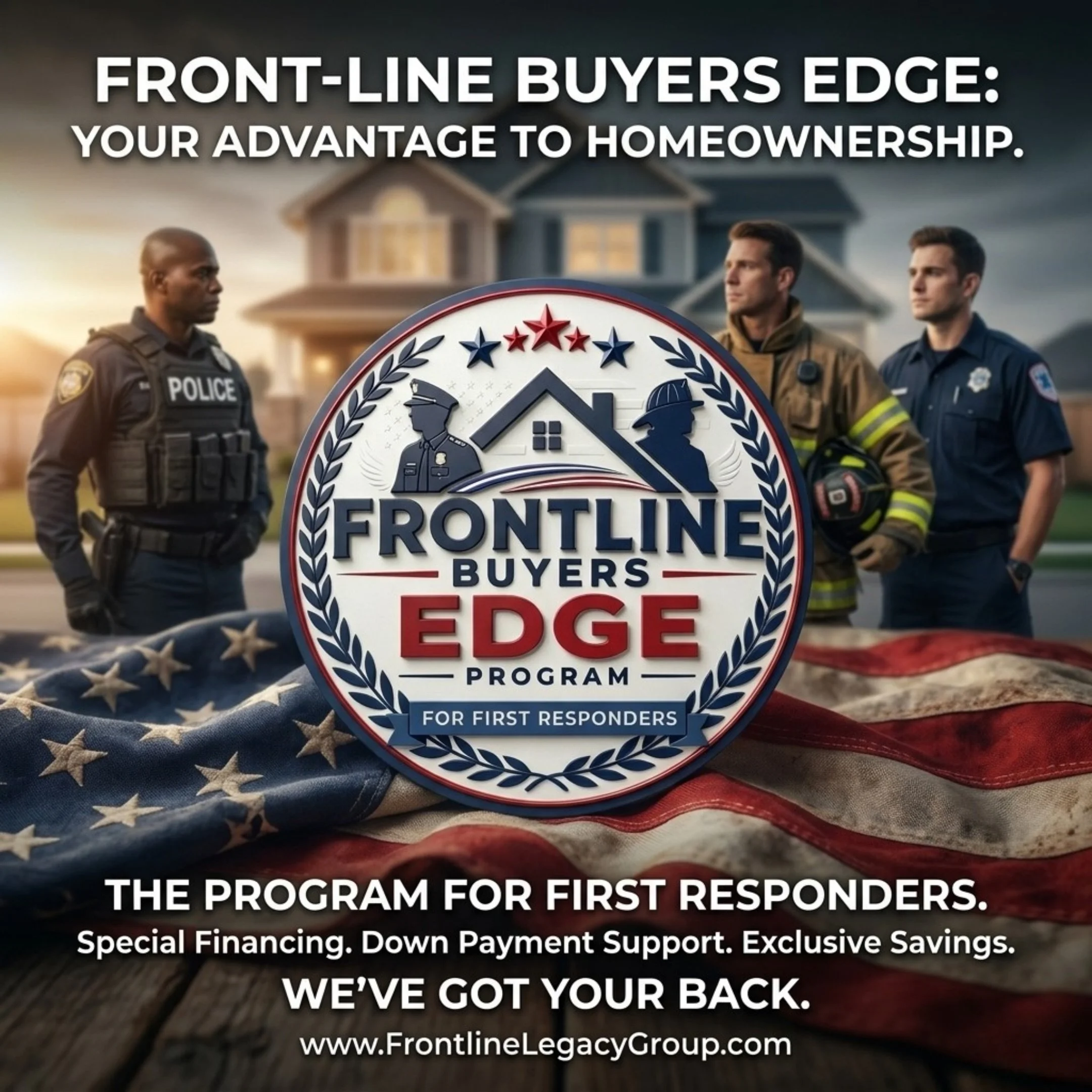The Frontline Buyers Edge Program is a home buying benefit created for first responders that helps ensure your family can keep the home if the worst happens in the line of duty. If a covered tragedy occurs, the remaining mortgage balance on the home 
