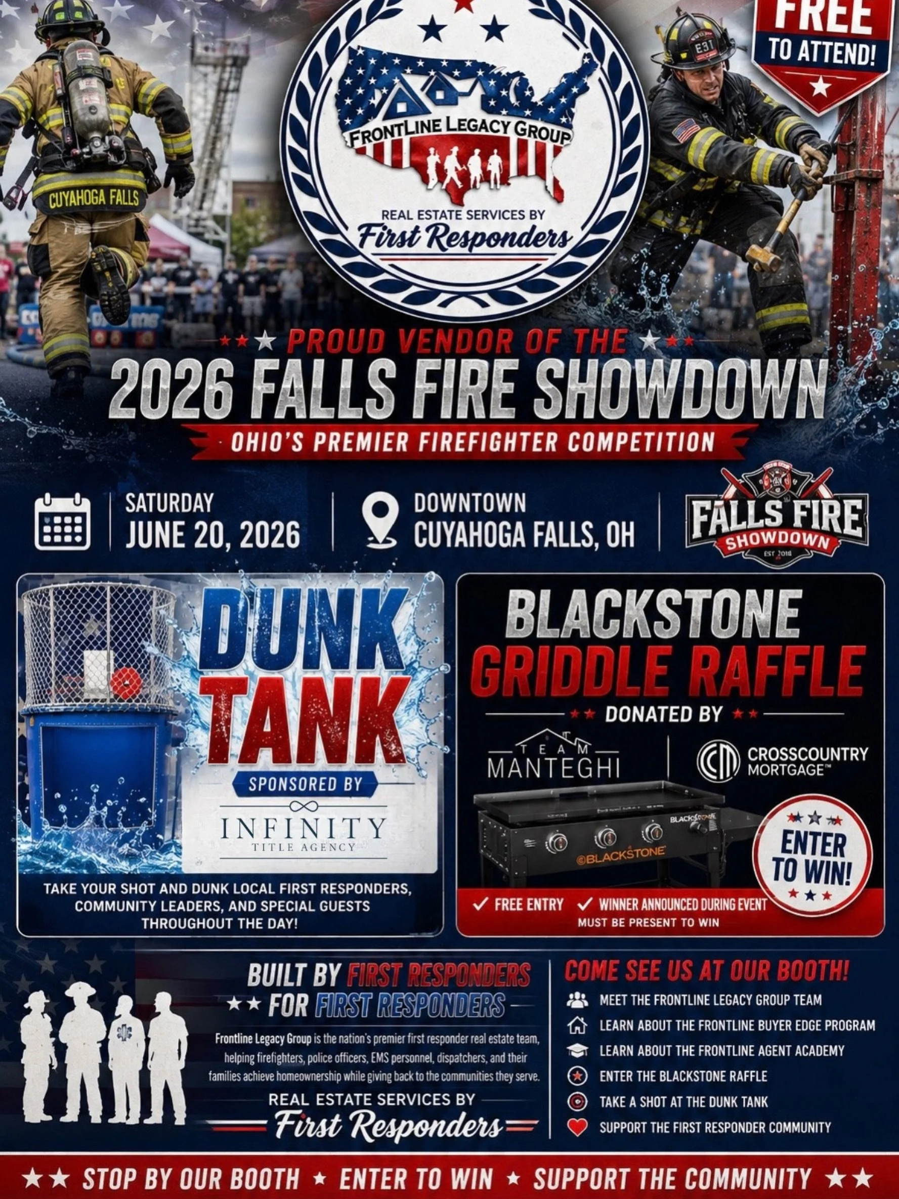 🚒💦 WE&rsquo;RE HEADING TO THE FALLS FIRE SHOWDOWN! 💦🚒

Frontline Legacy Group is proud to be a vendor at the 2026 Falls Fire Showdown in Downtown Cuyahoga Falls, and we&rsquo;ve got some exciting things planned!

🔥 DUNK TANK CHALLENGE Take your 