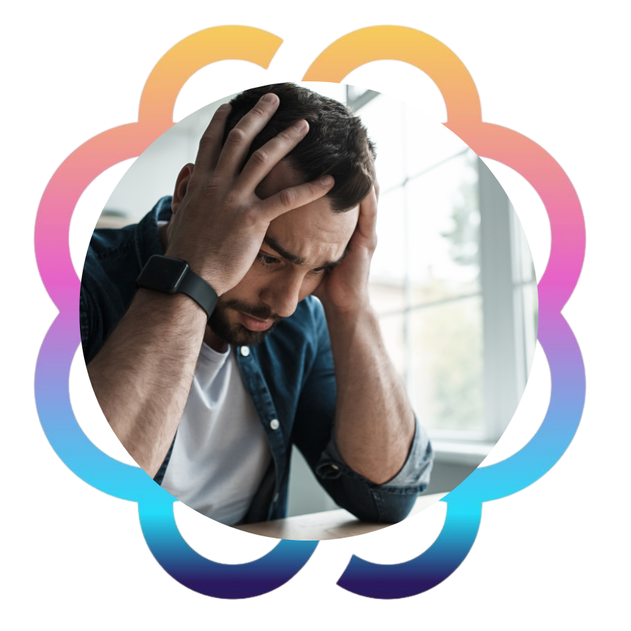 Individual experiencing anxiety, reflecting emotional overwhelm and mental health challenges — support available through 8GK Consulting.