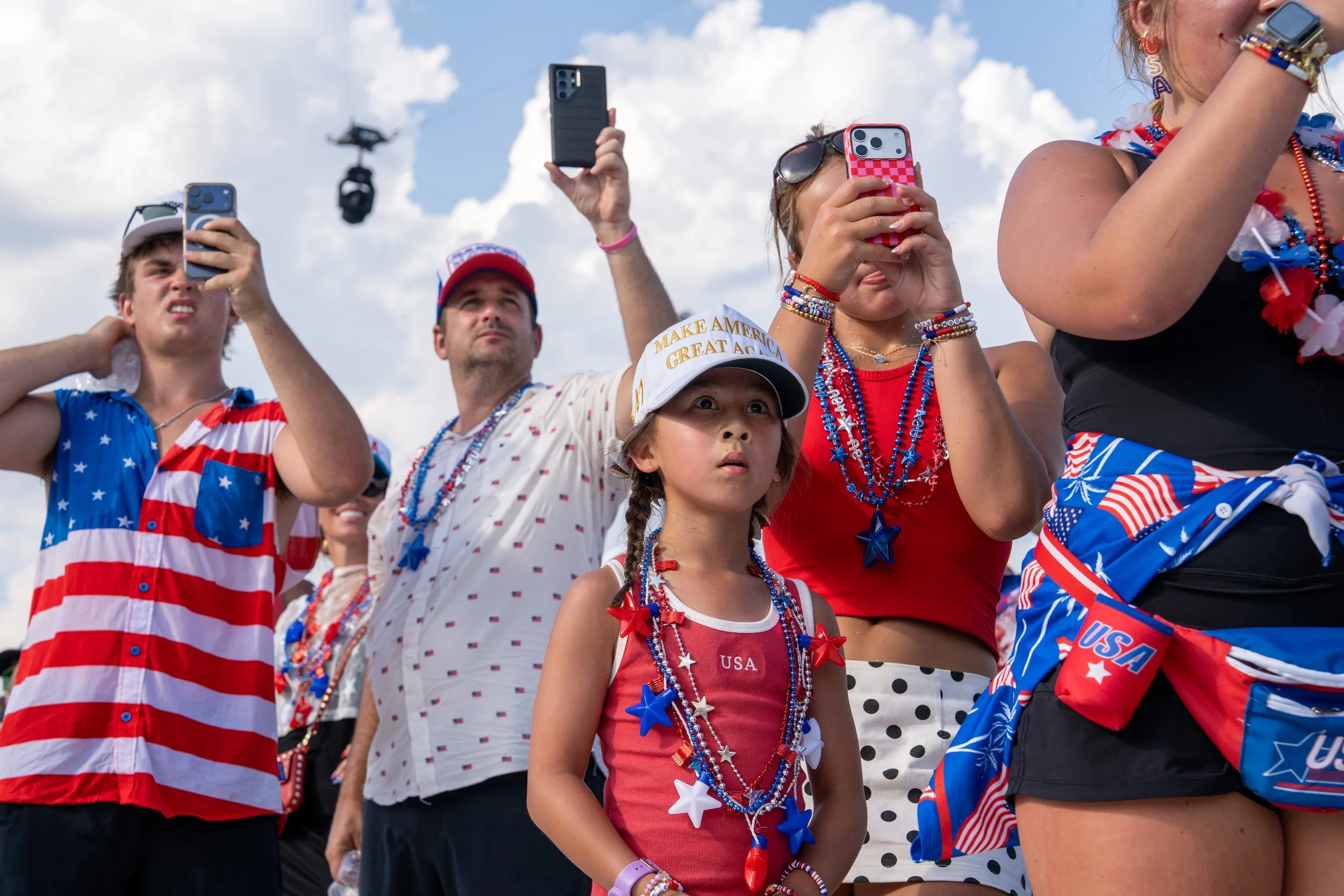 A young girl stares in awe during the air show for the Fourth of July “Salute to America” celebration at the National Mall in Washington, D.C., on Saturday, July 4, 2026.