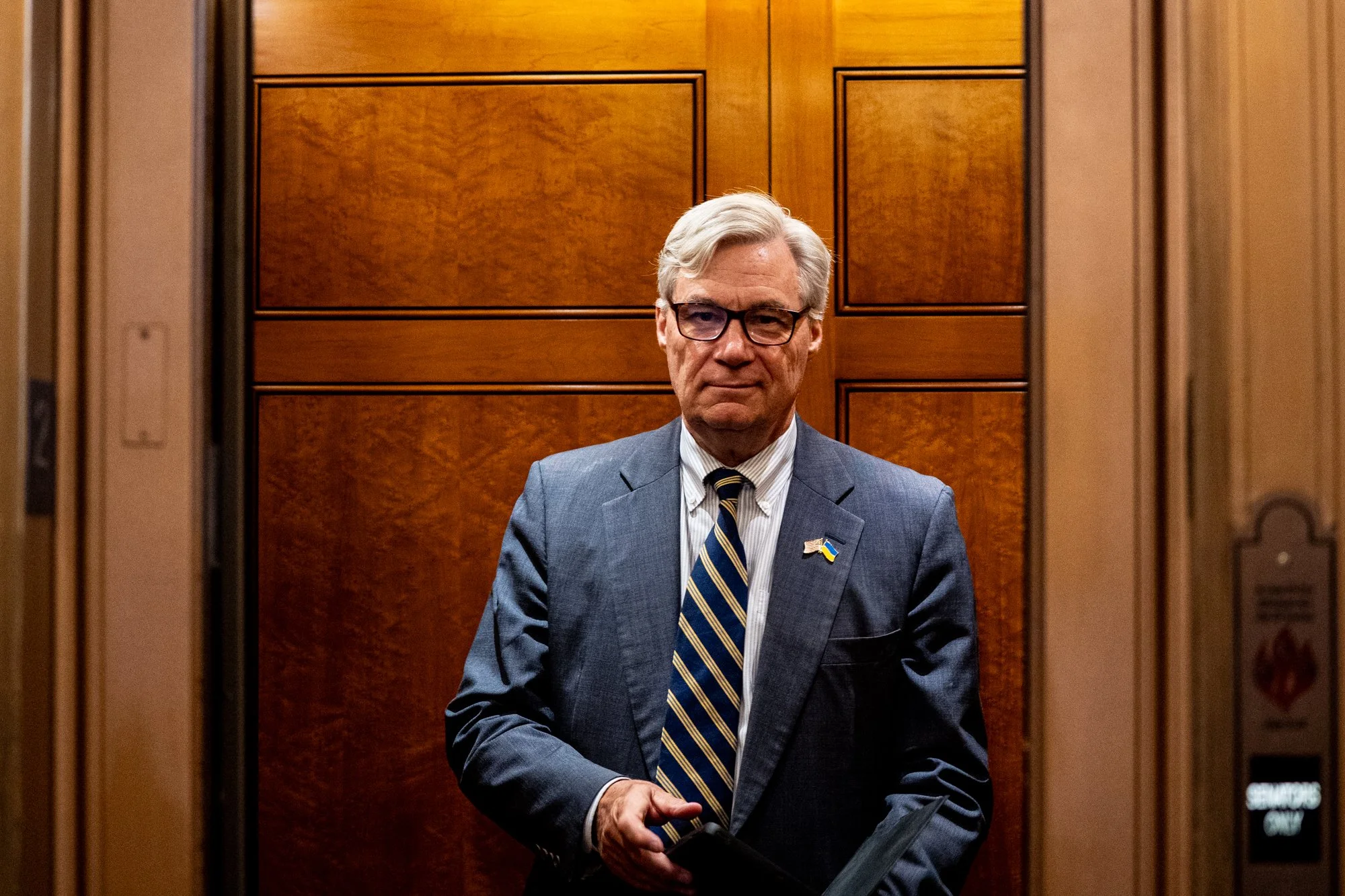 Sen. Sheldon Whitehouse (D-R.I.) leaves the final Senate vote of the day at the U.S. Capitol in Washington, D.C., on Thursday, July 16, 2026.
