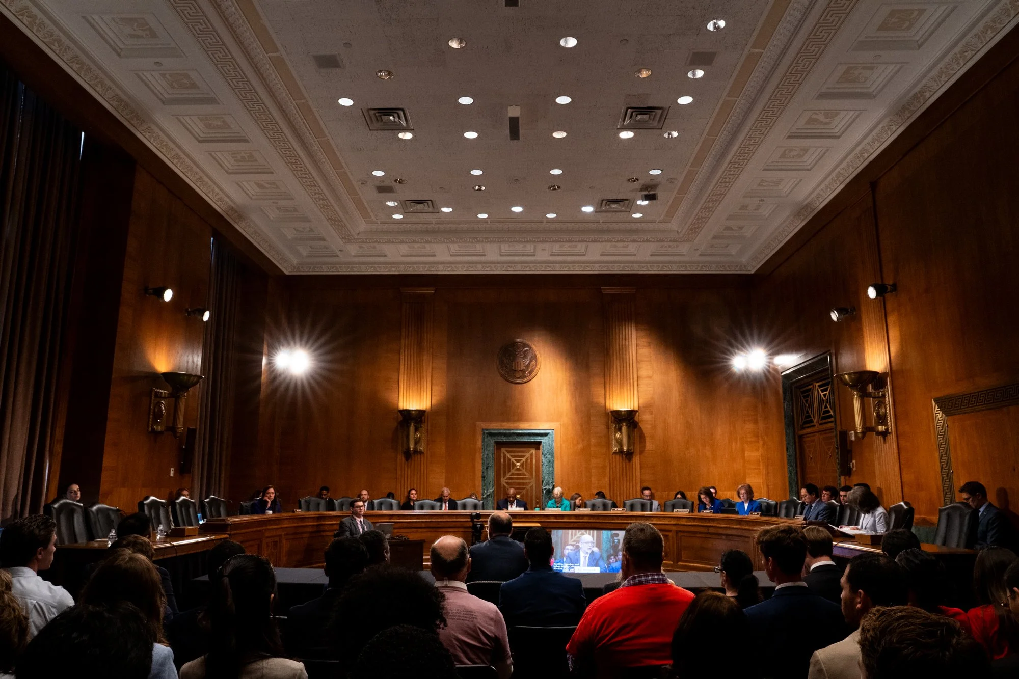 OMB Director Russ Vought is seen during a Senate Committee hearing at the U.S. Capitol in Washington, D.C., on Thursday, July 16, 2026.