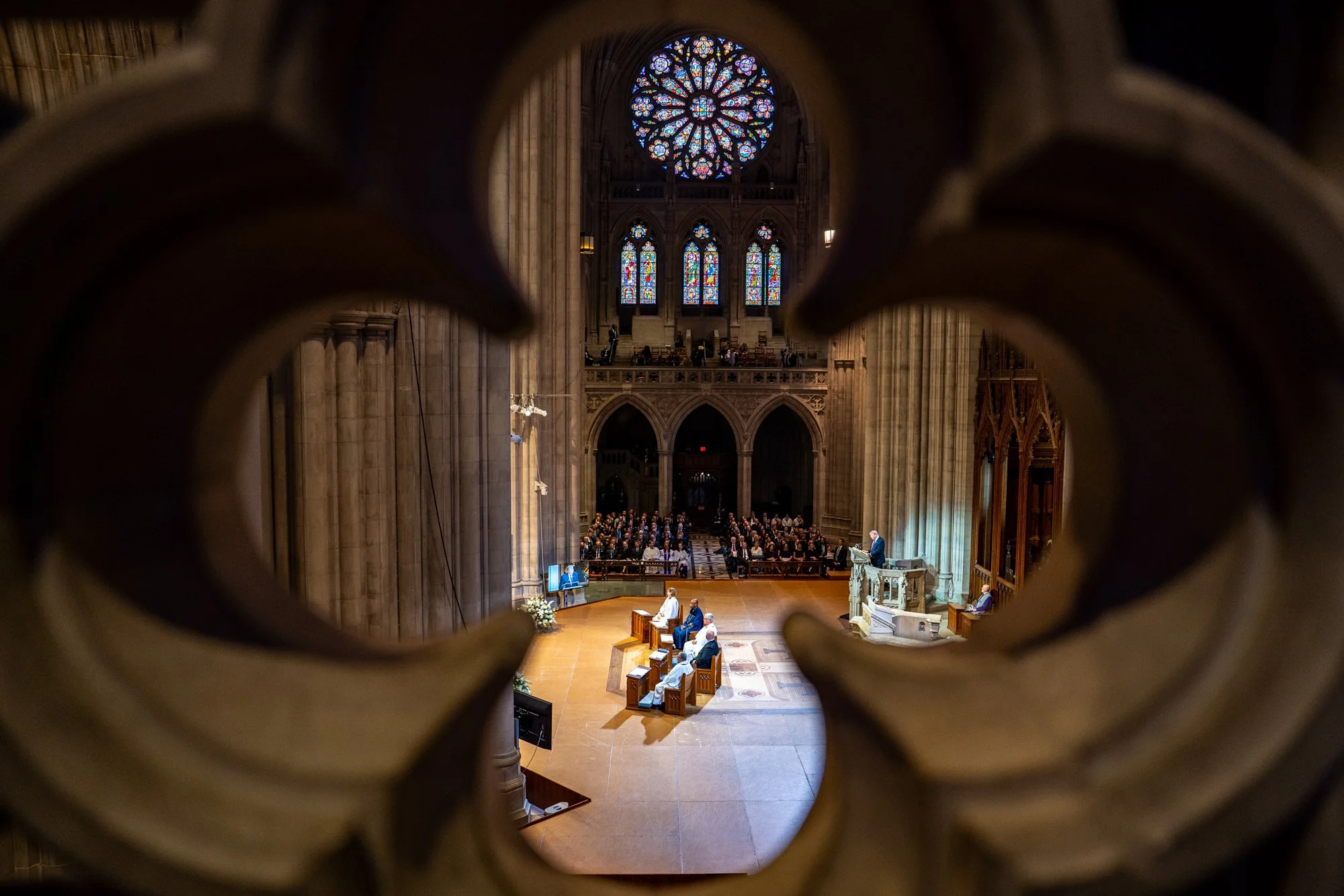 President Trump speaks during the funeral service for Sen. Lindsey Graham (R-S.C.) at the Washington National Cathedral in Washington, D.C. on July 28, 2026.