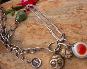 Green Garnet and Ohm Necklace