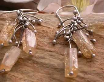 Sterling Silver and Imperial Topaz Tendril Earrings