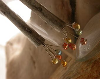 Dripping Sapphire Fused Silver Cone Earrings