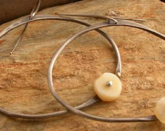 Riveted Citrine Hoops with Gold Accent