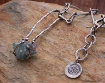 Blue Green Tourmaline Nugget Necklace