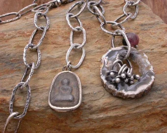 Silver Chain with Agate and Tourmaline