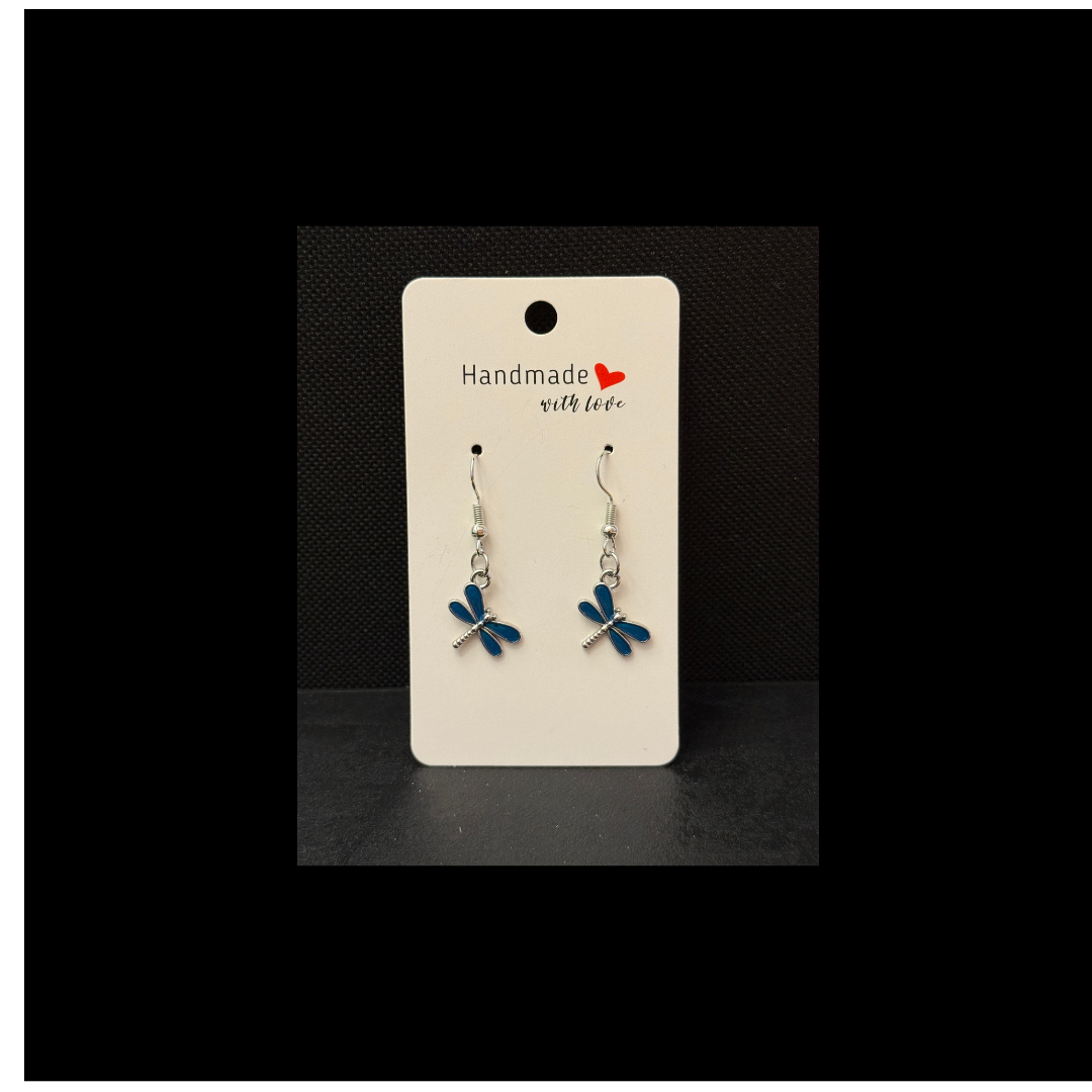 Whimsical Blue Dragonfly Dangle Earrings