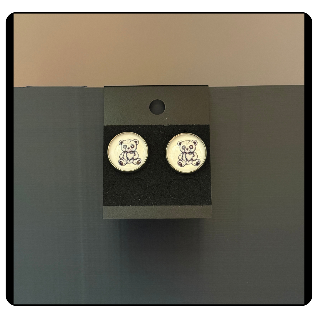 Goth Bear Hypoallergenic Stud Earrings