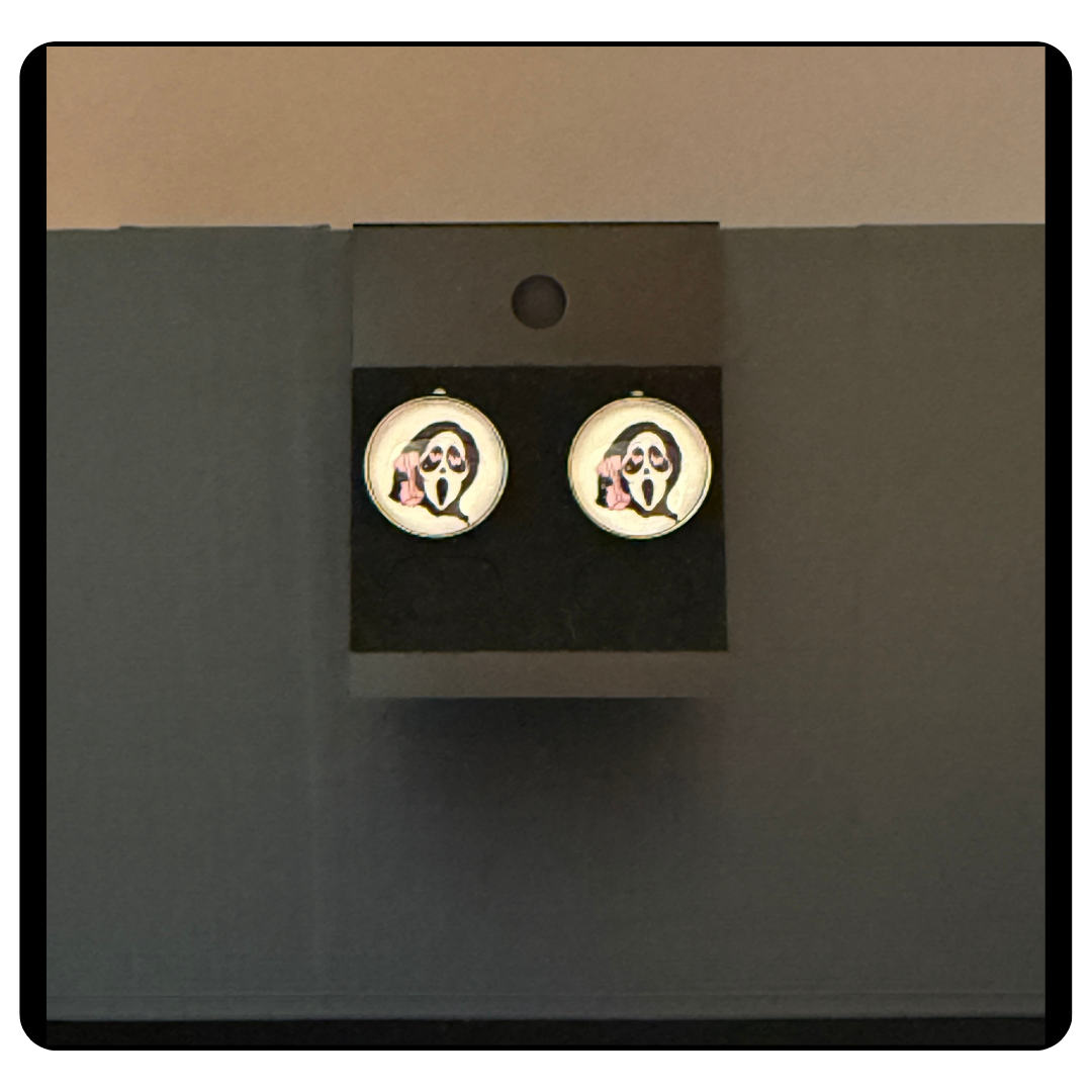 Ghostface Horror Fan Stud Earrings
