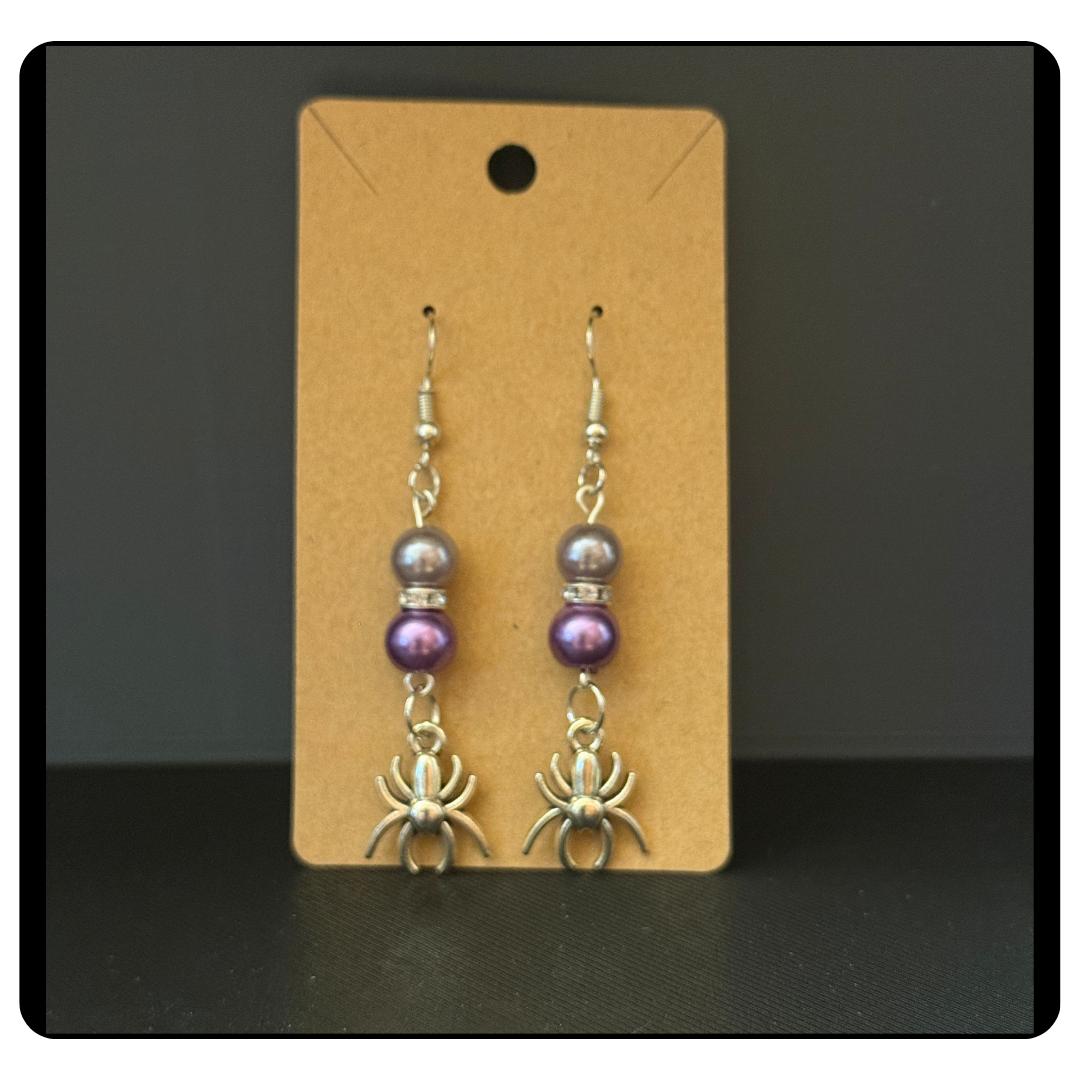 Spider Charm Beaded Dangle Earrings