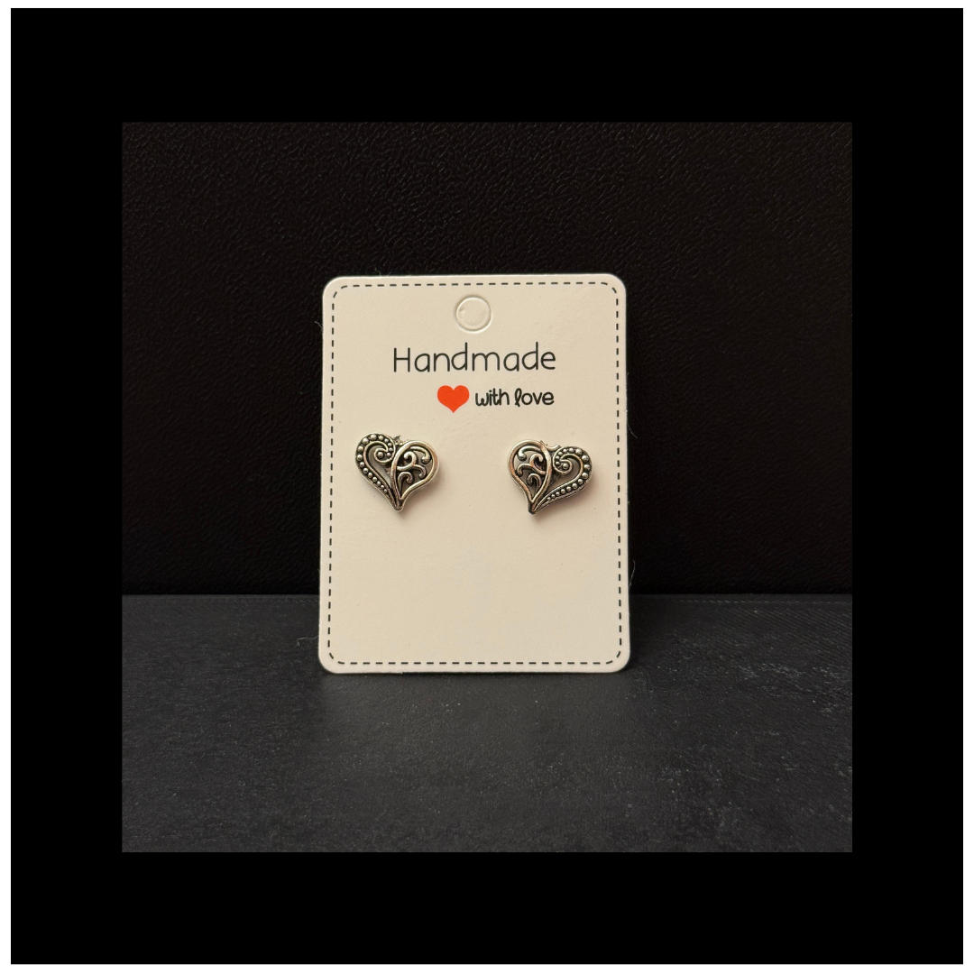 Ornate Heart Hypoallergenic Stud Earrings
