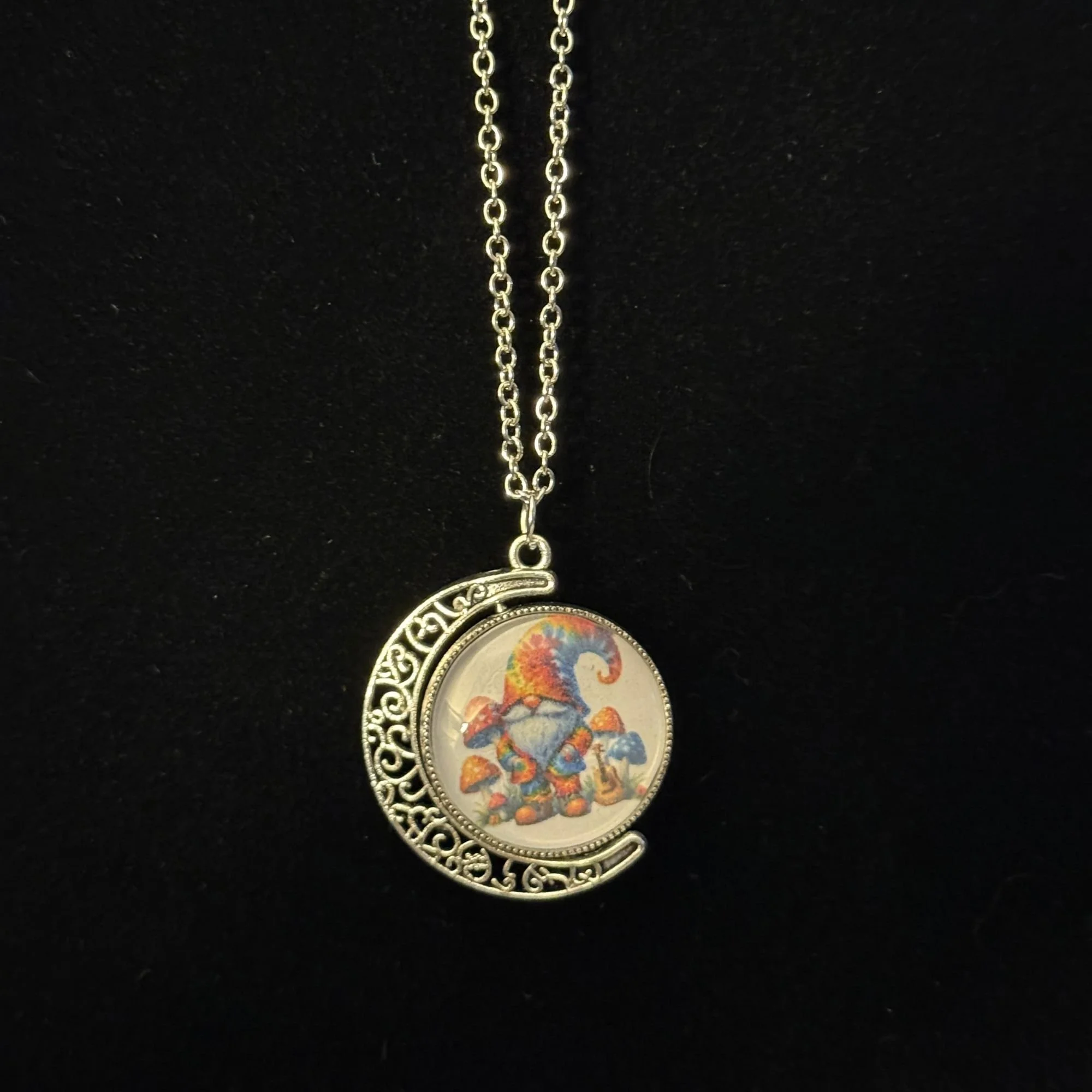 Stainless Steel Crescent Moon Necklace, Double Sided