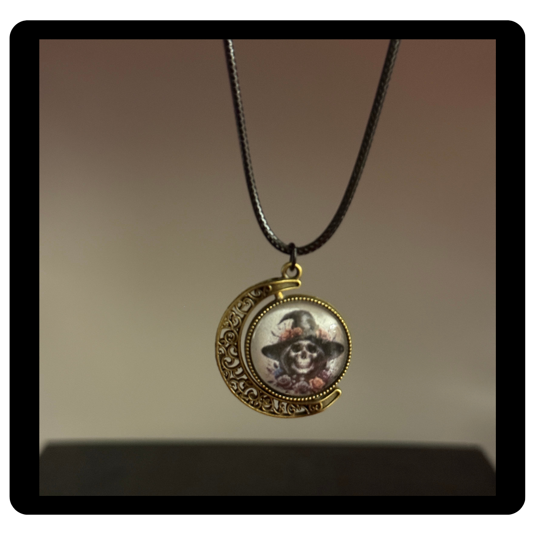 Mystical Witch & Cauldron Bronze Necklace