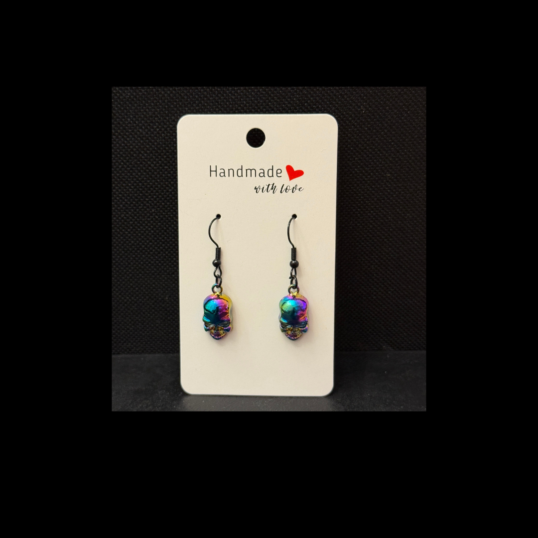 Mystical Rainbow Skull Dangle Earrings