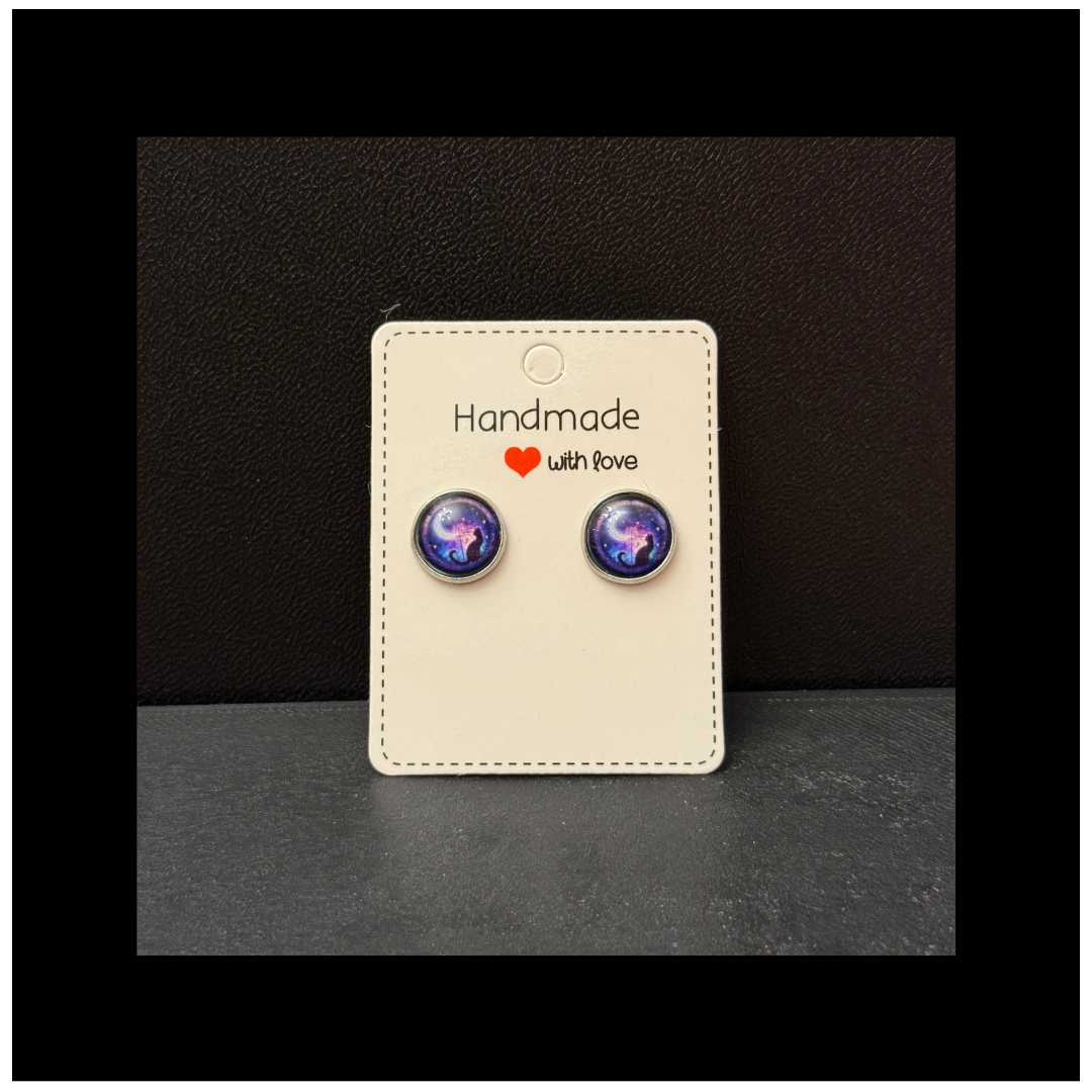 Celestial Cat Hypoallergenic Stud Earrings