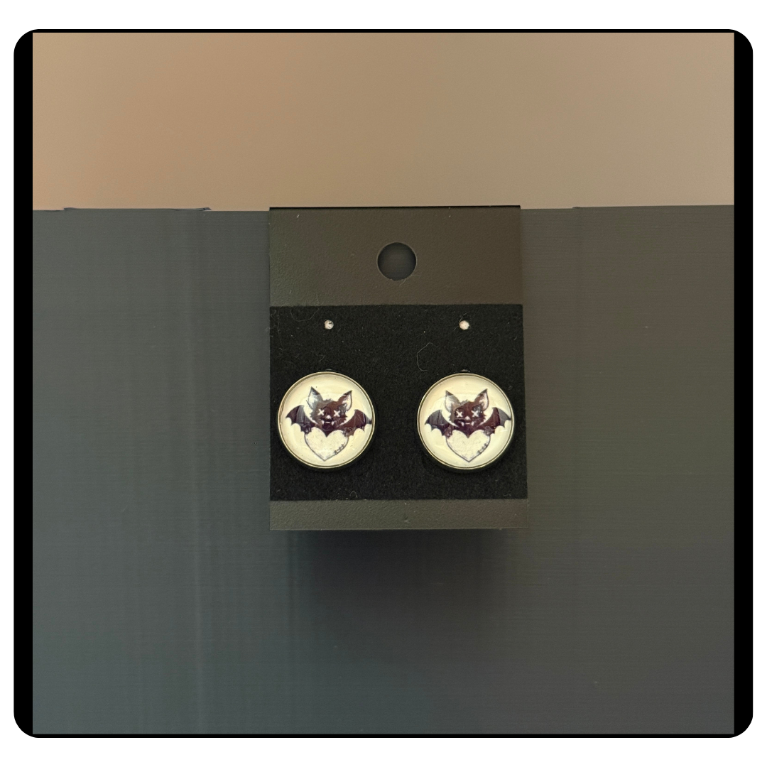 Mystical Bat Cabochon Earrings