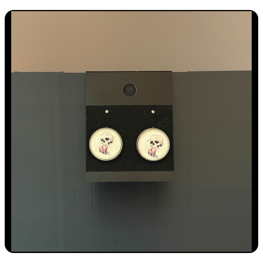 Mystical Skull Cabochon Stud Earrings