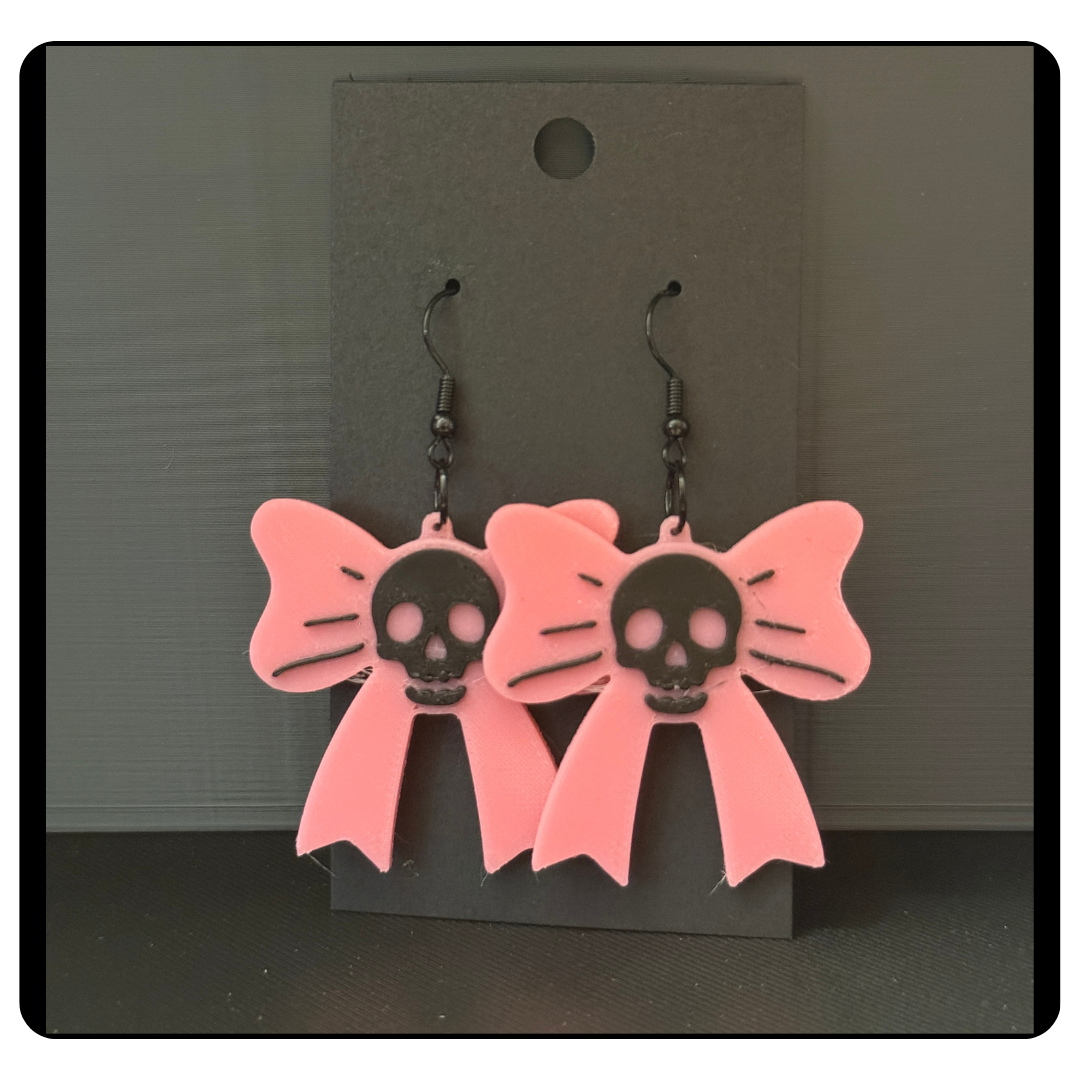 Skull & Bow Dangle Earrings