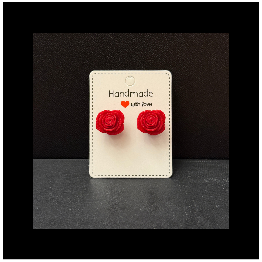 3D Printed Rose Hypoallergenic Stud Earrings
