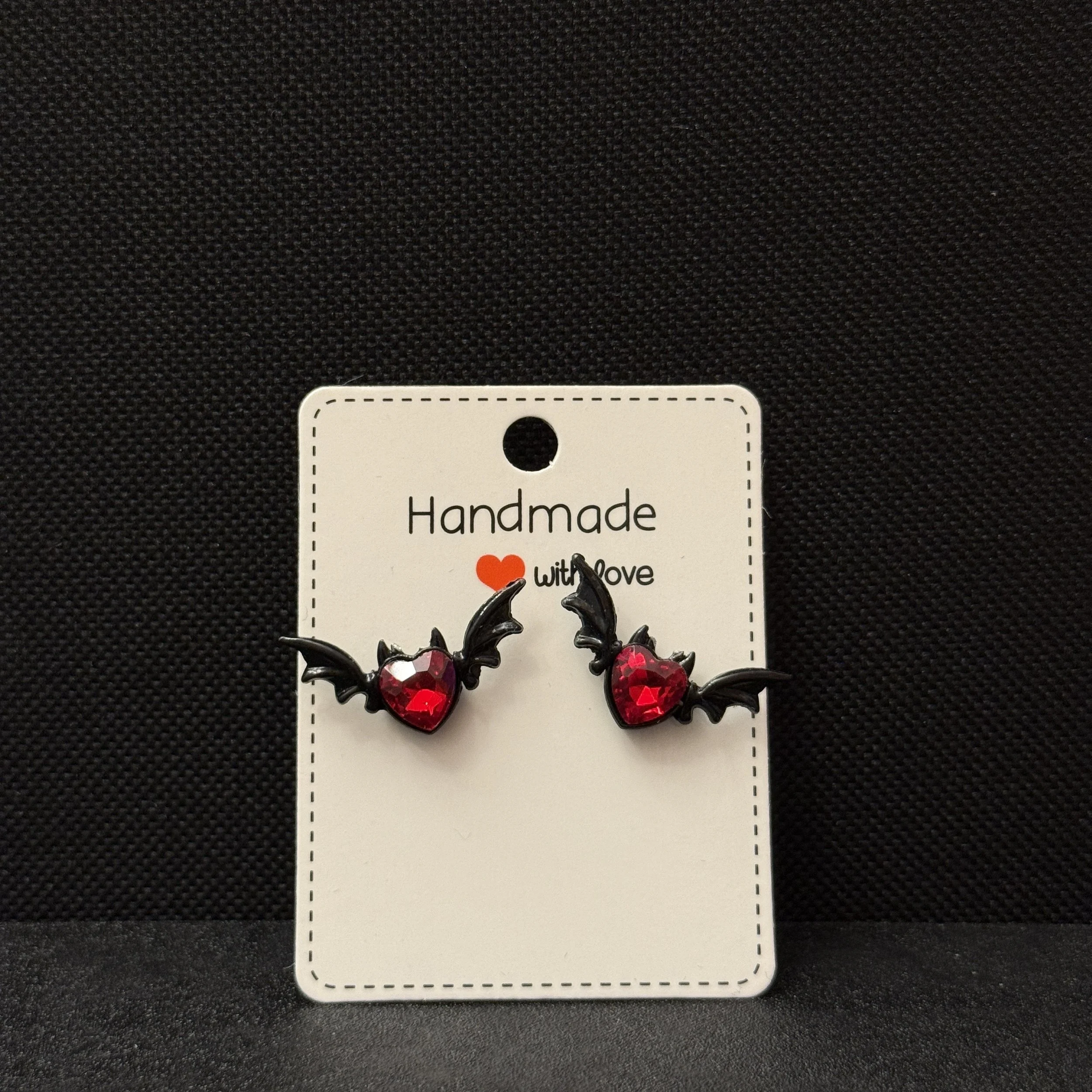 Mystic Heart Bat Wing Stud Earrings