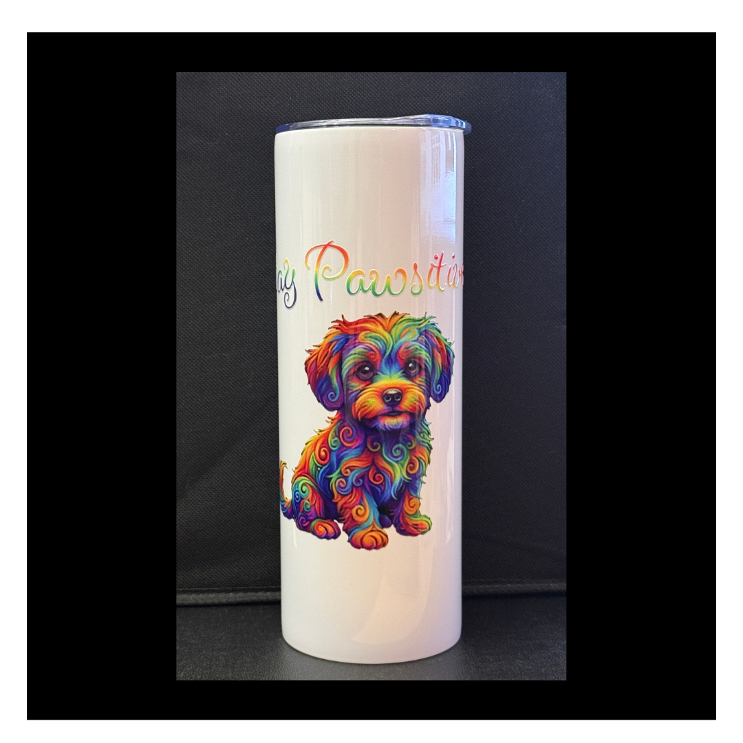 Stay Pawsitive Rainbow Puppy Tumbler