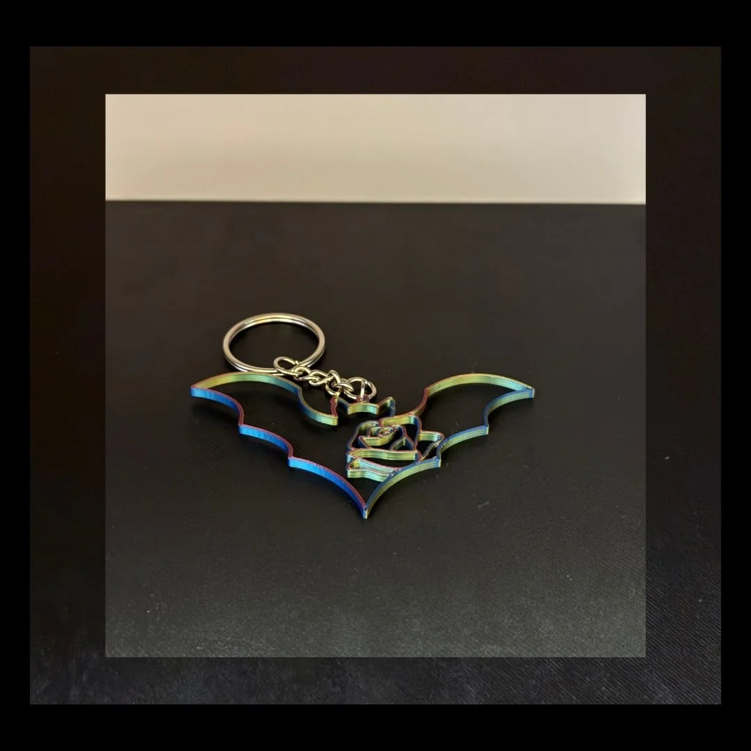 Enchanted Bat & Rose Keychain