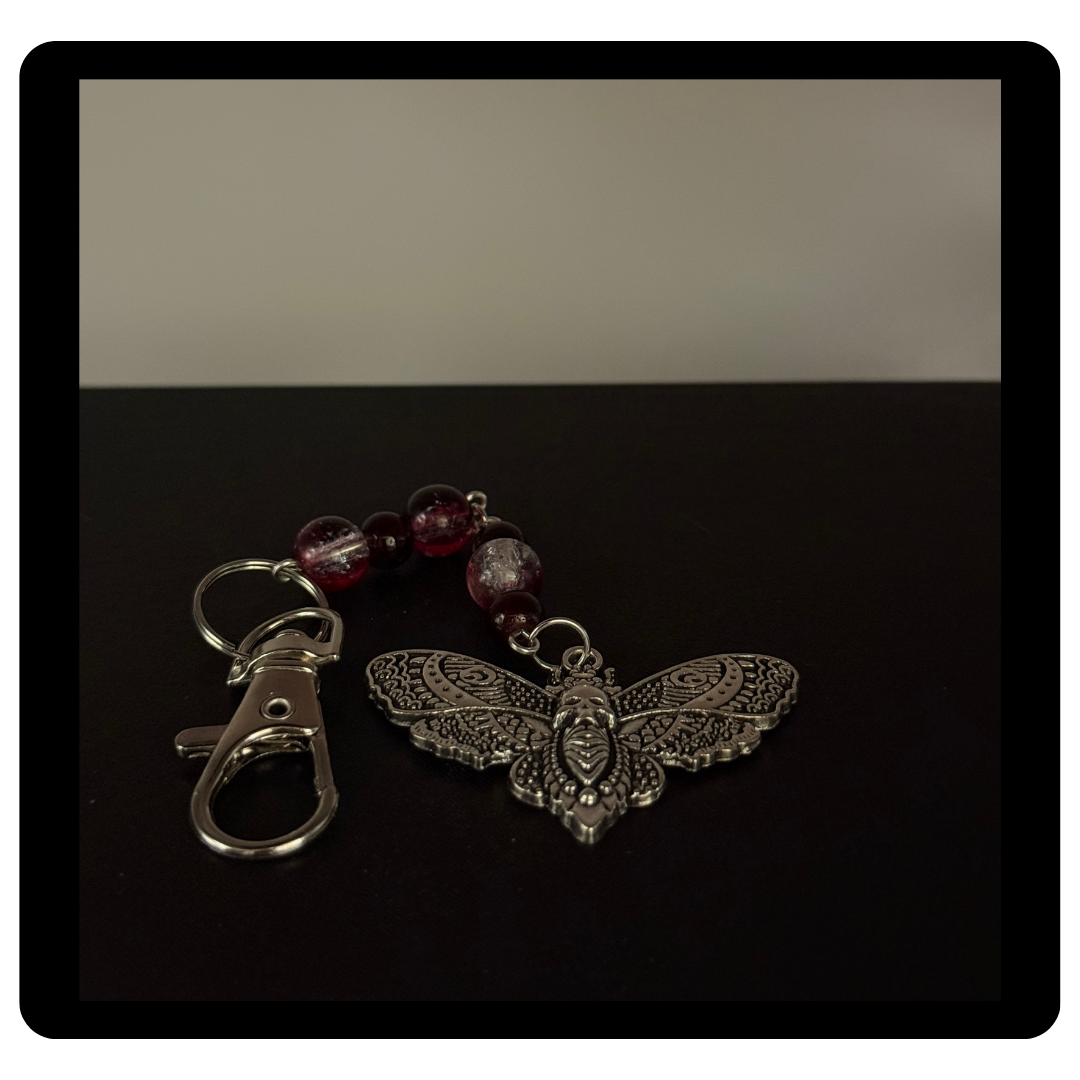 Mystical Death Moth Beaded Zipper Pull