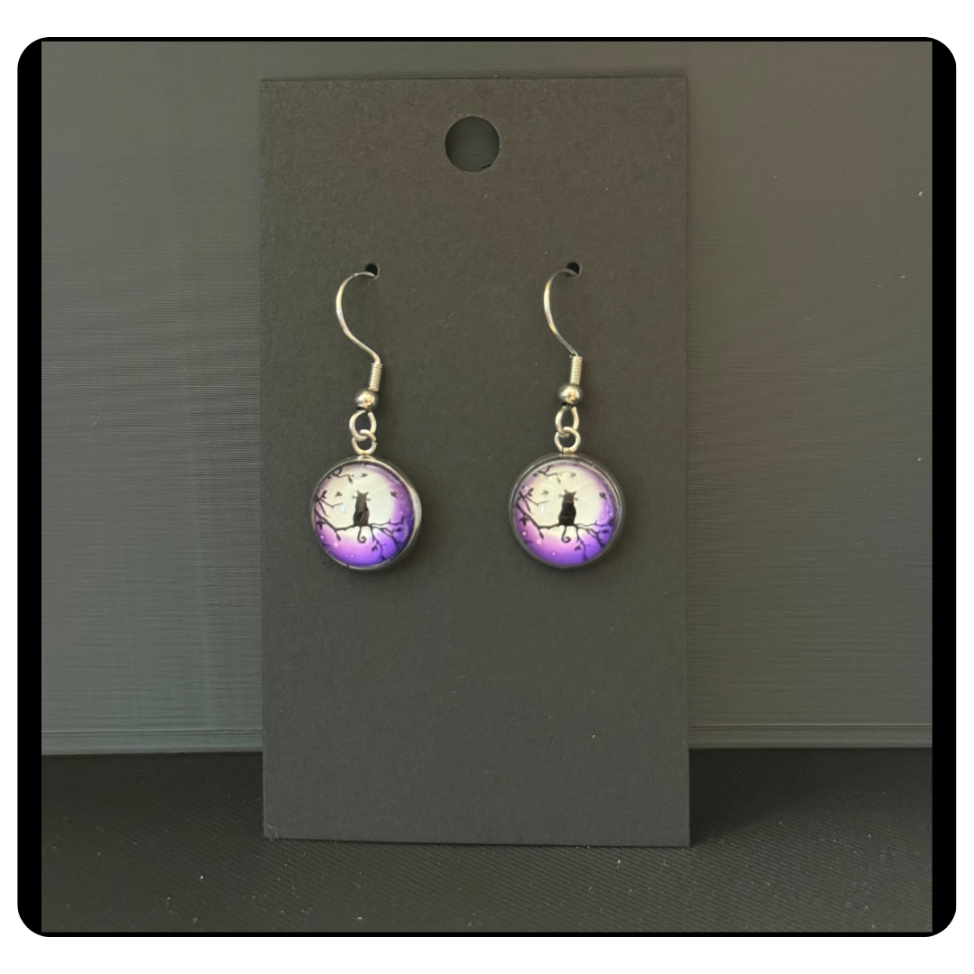 Celestial Cat Dangle Earrings